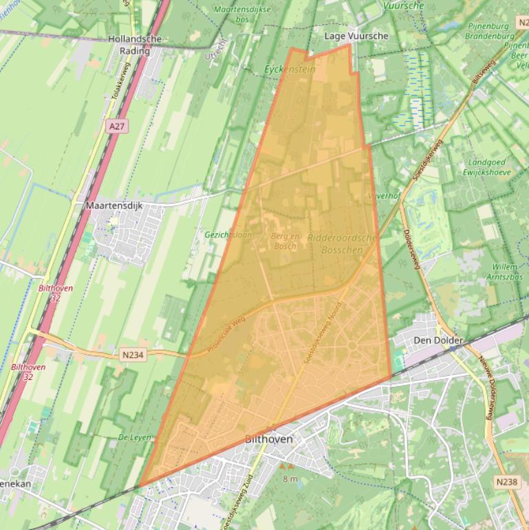 Kaart van postcodegebied 3723.