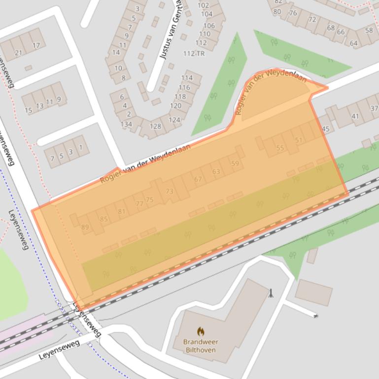 Kaart van postcodegebied 3723BE.