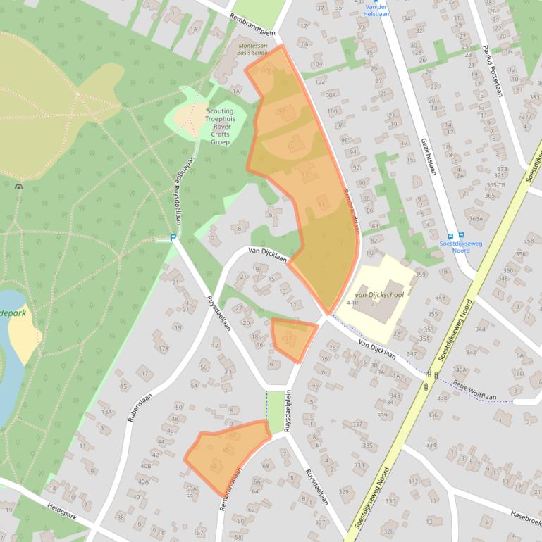 Kaart van postcodegebied 3723BH.