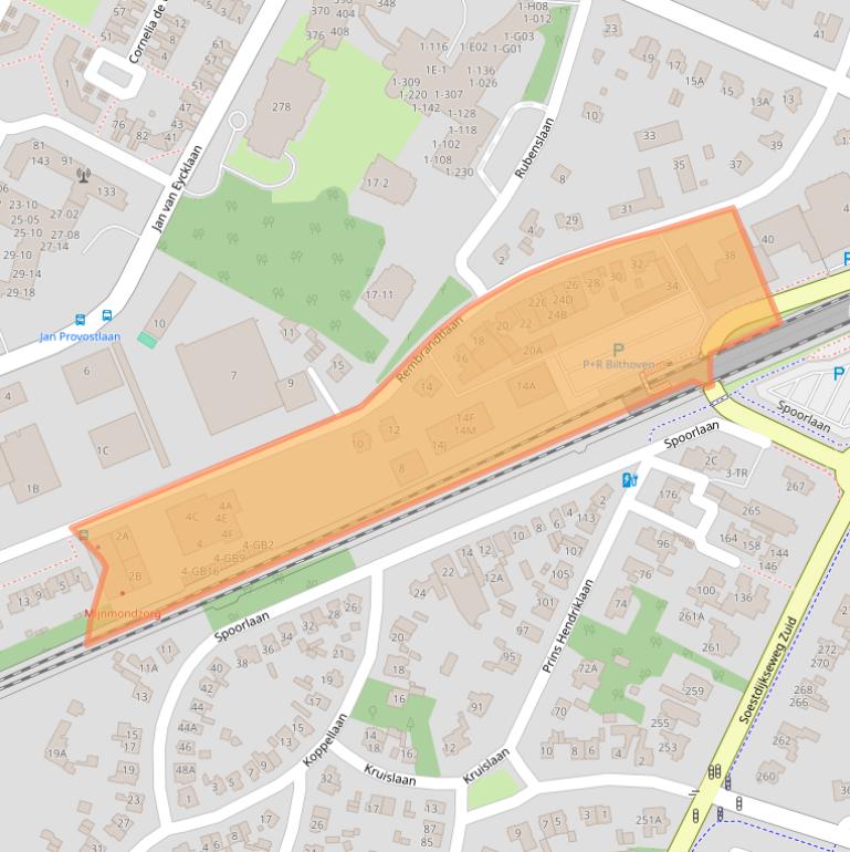 Kaart van postcodegebied 3723BJ.