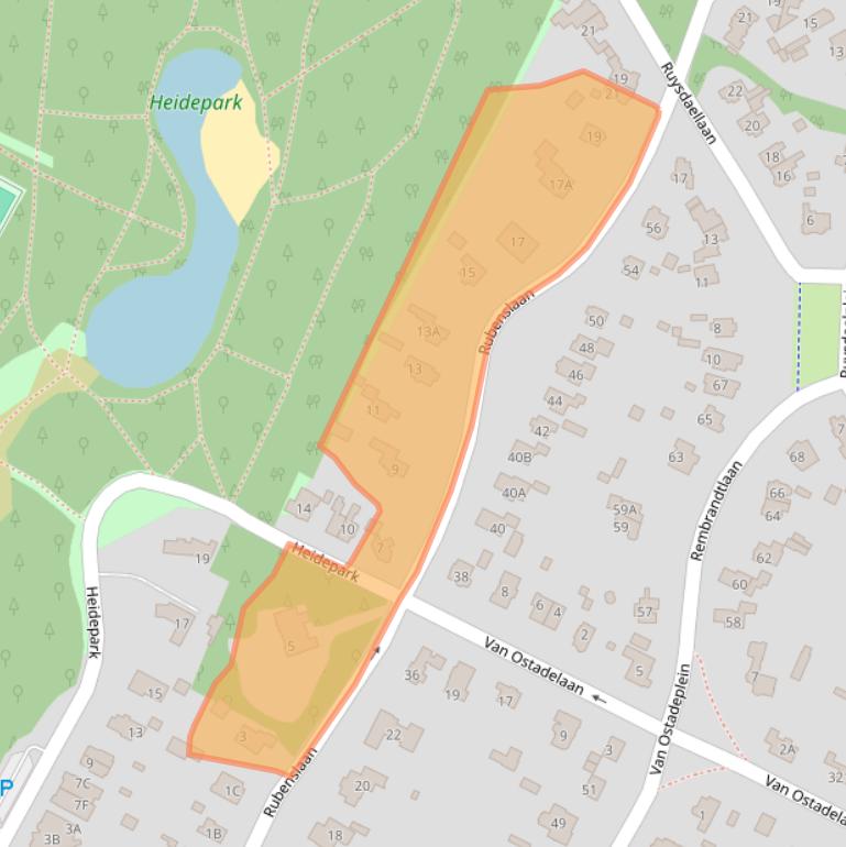 Kaart van postcodegebied 3723BN.