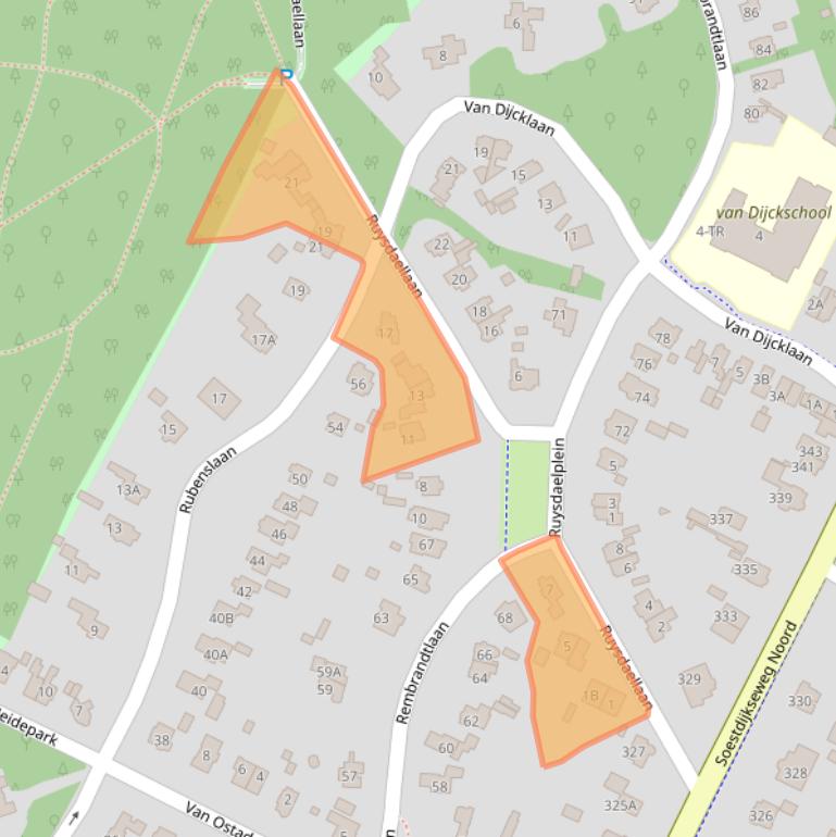 Kaart van postcodegebied 3723CB.