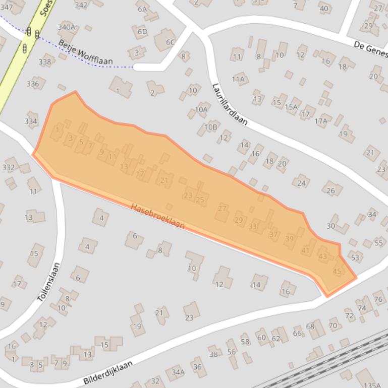 Kaart van postcodegebied 3723DJ.