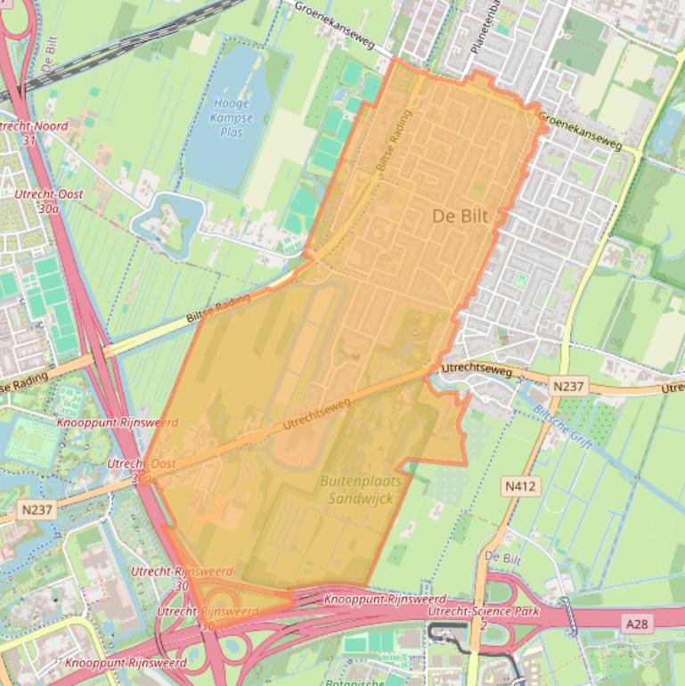 Kaart van postcodegebied 3731.