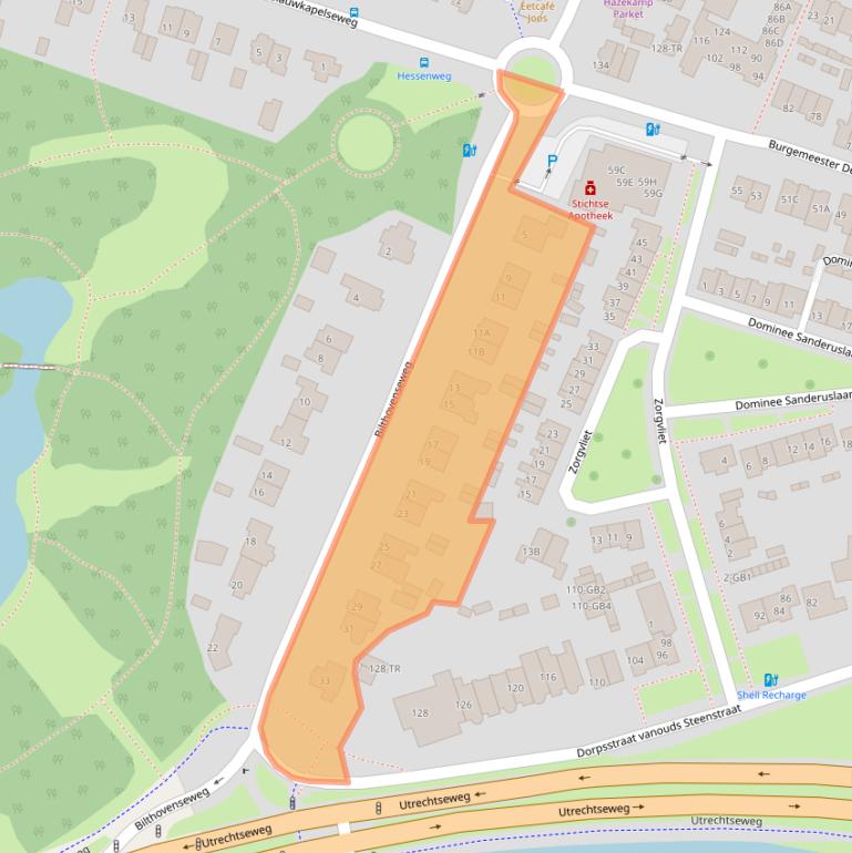 Kaart van postcodegebied 3731JA.