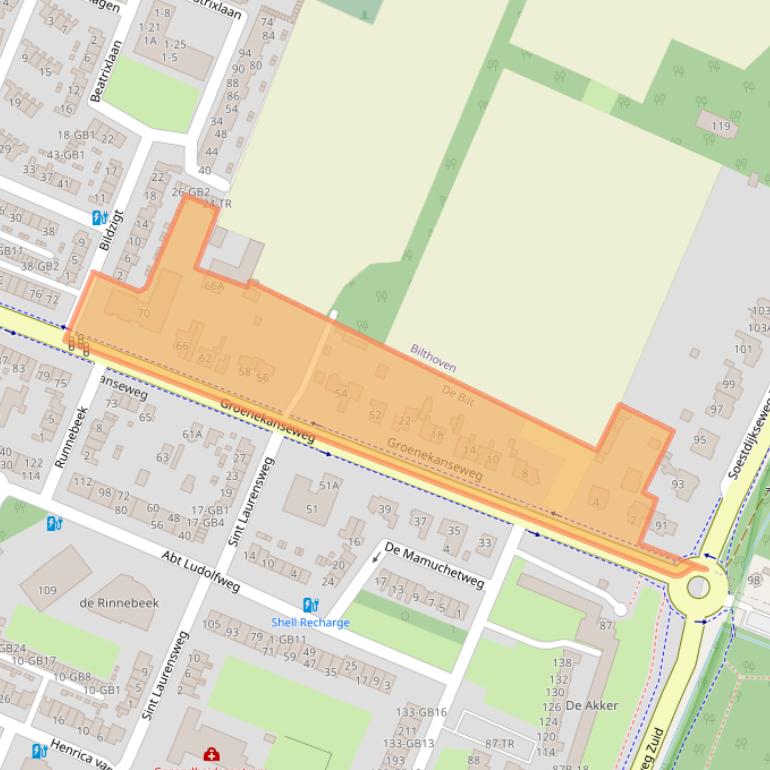 Kaart van postcodegebied 3732AG.