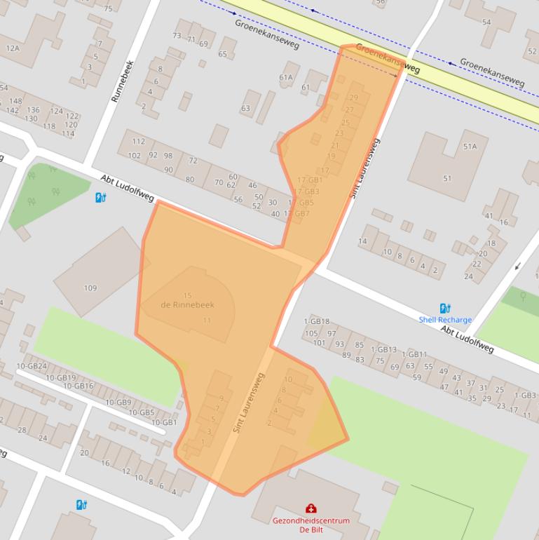 Kaart van postcodegebied 3732BA.