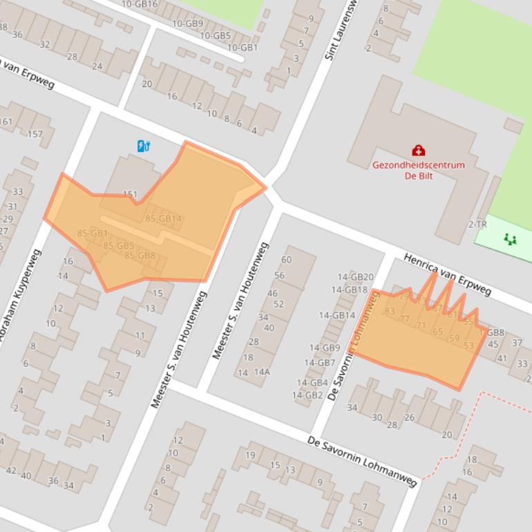 Kaart van postcodegebied 3732BC.