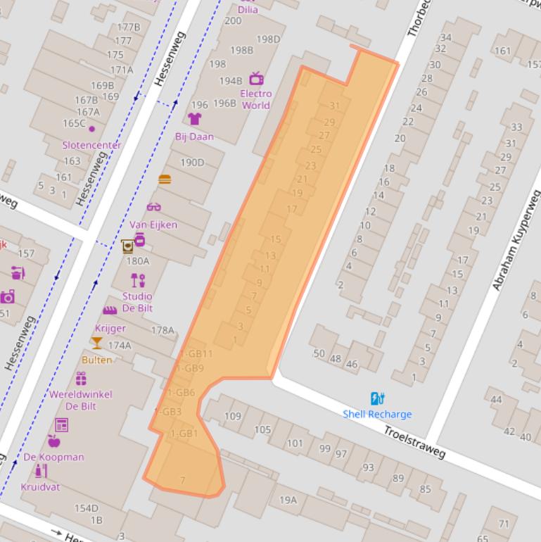 Kaart van postcodegebied 3732BH.
