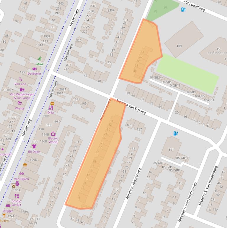 Kaart van postcodegebied 3732BK.