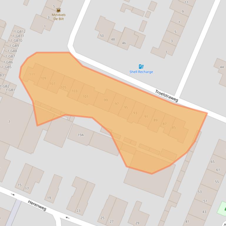 Kaart van postcodegebied 3732CC.