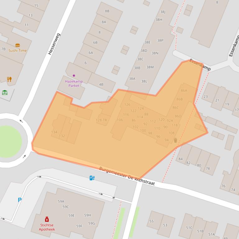 Kaart van postcodegebied 3732EN.