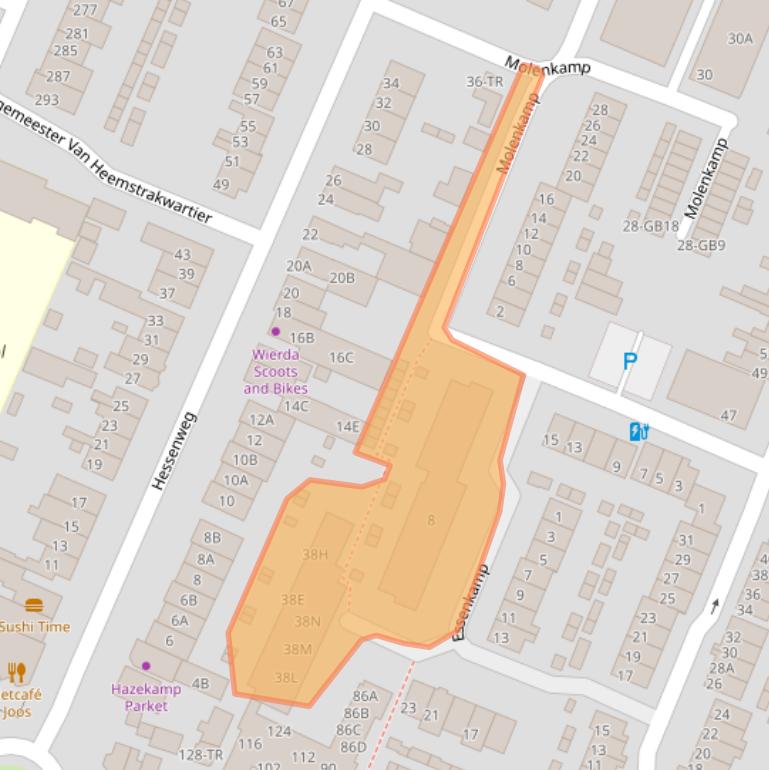 Kaart van postcodegebied 3732EX.