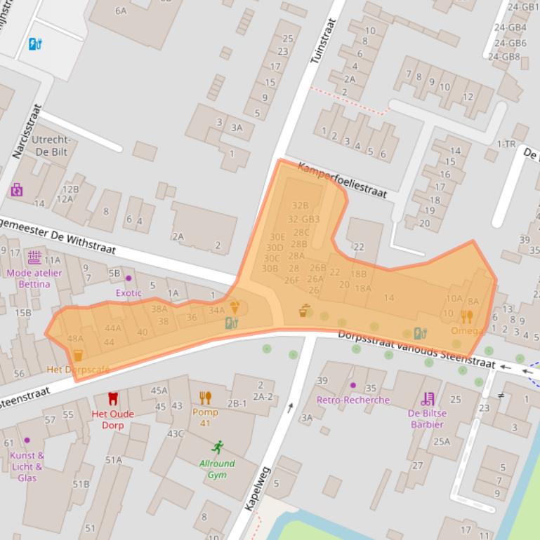 Kaart van postcodegebied 3732HJ.