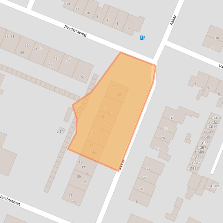 Kaart van postcodegebied 3732XB.