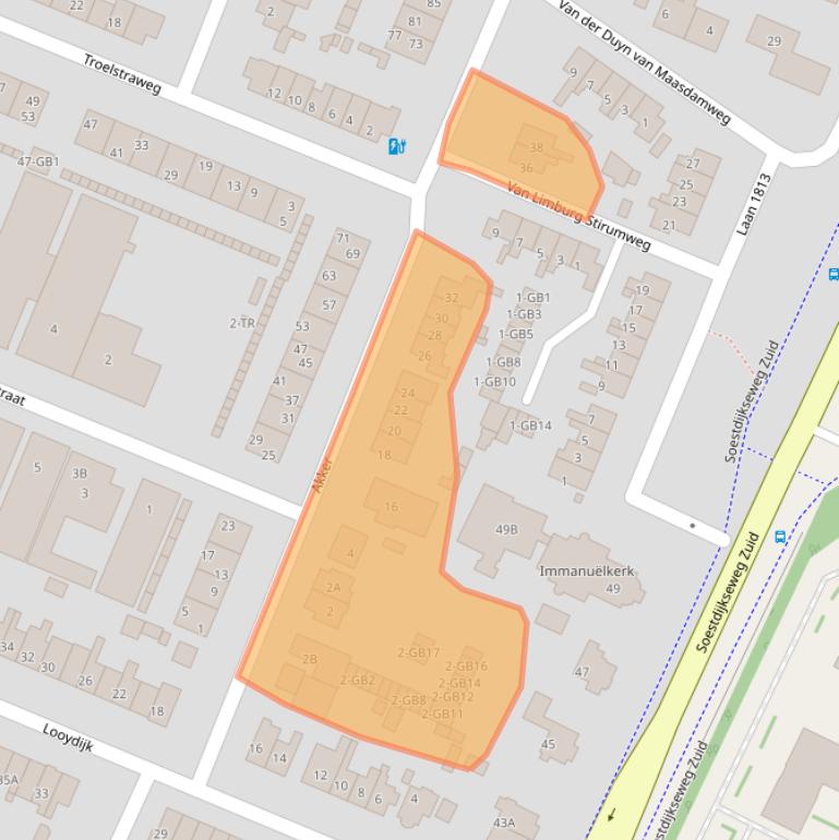 Kaart van postcodegebied 3732XH.