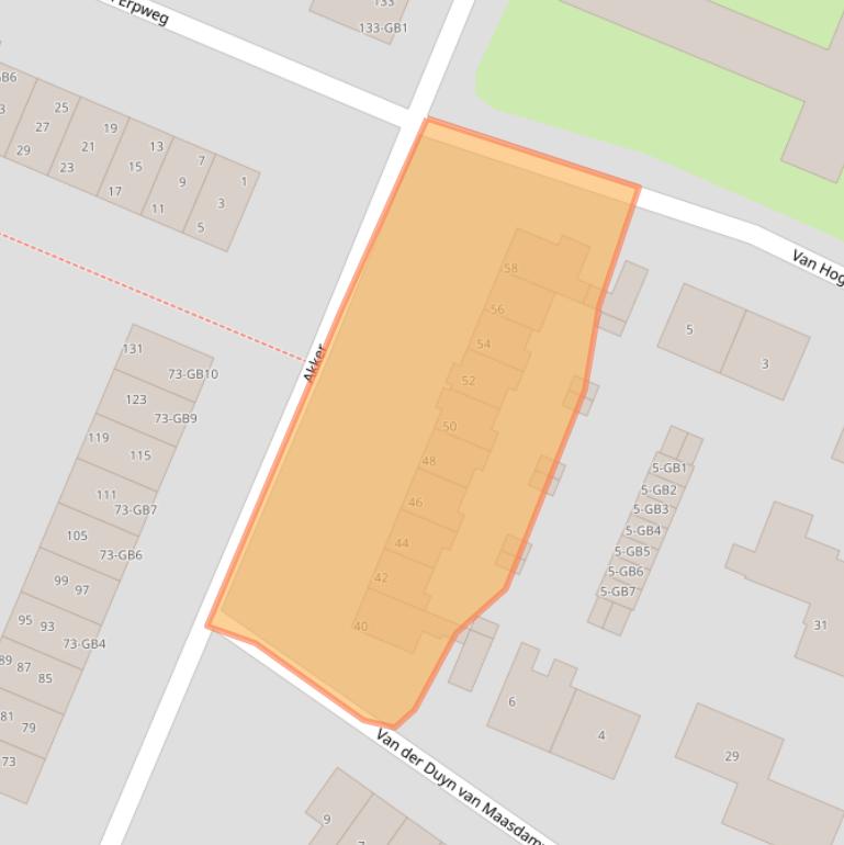Kaart van postcodegebied 3732XJ.