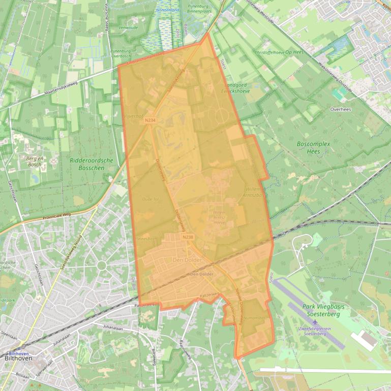 Kaart van postcodegebied 3734.