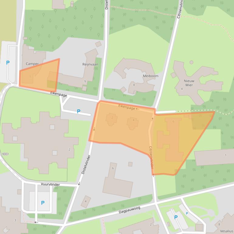 Kaart van postcodegebied 3734AC.