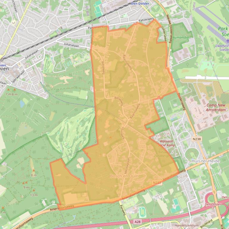 Kaart van postcodegebied 3735.