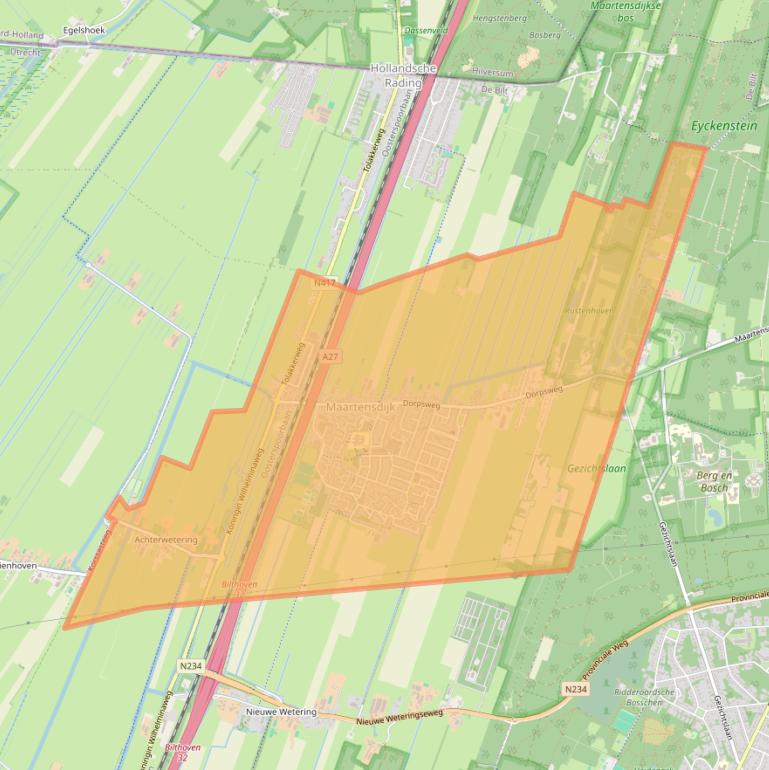 Kaart van postcodegebied 3738.