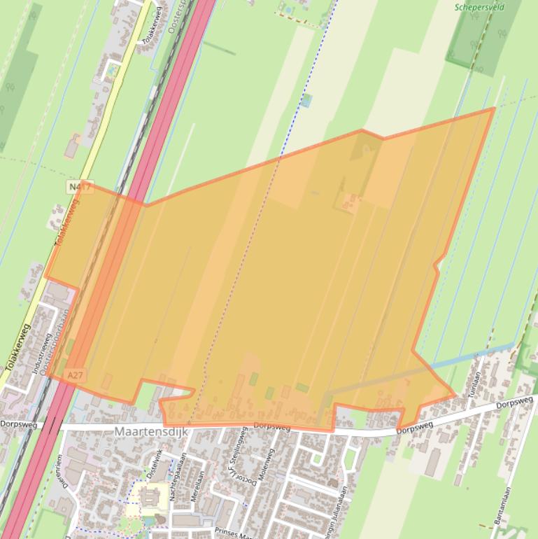 Kaart van postcodegebied 3738CB.