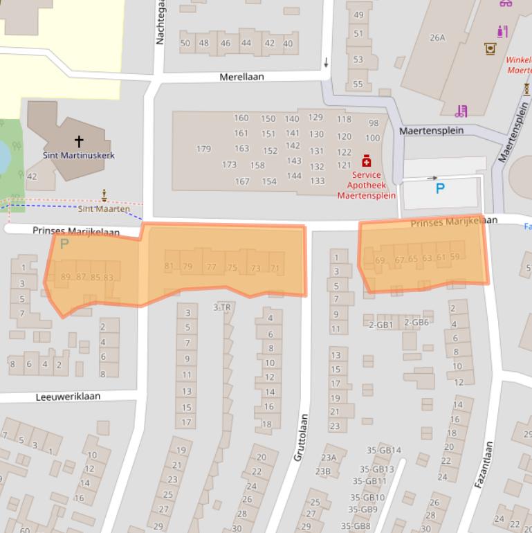 Kaart van postcodegebied 3738DZ.