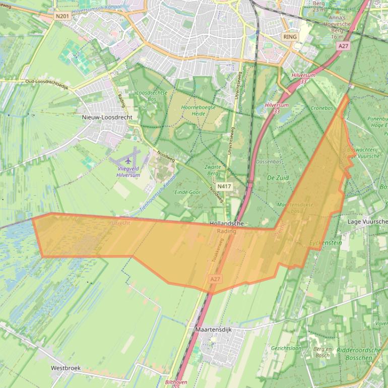 Kaart van postcodegebied 3739.