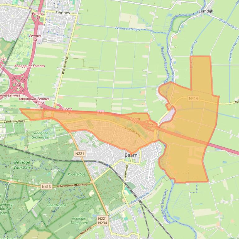 Kaart van postcodegebied 3741.