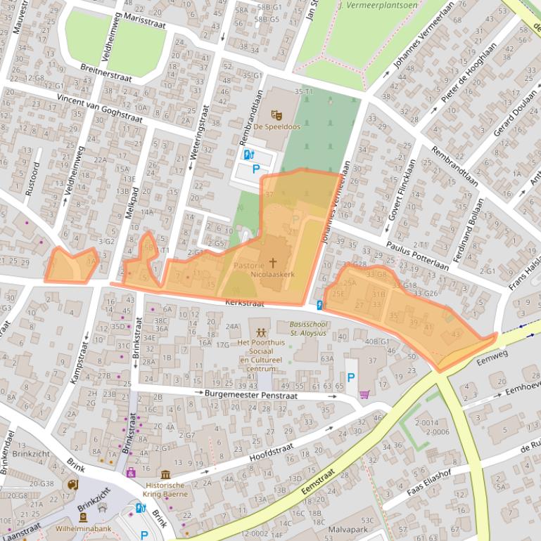 Kaart van postcodegebied 3741AJ.