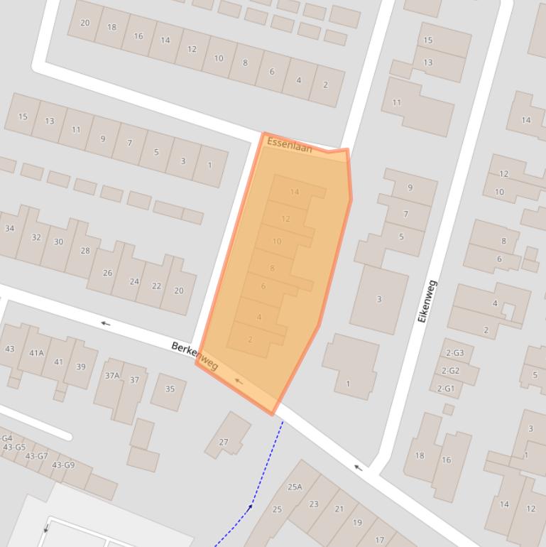 Kaart van postcodegebied 3741BV.