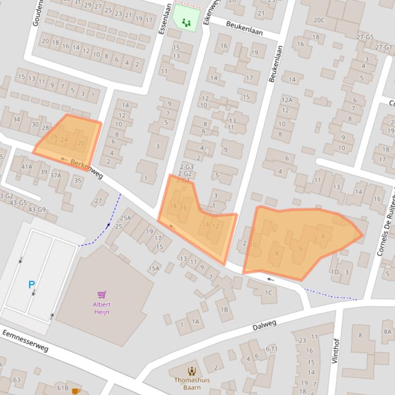 Kaart van postcodegebied 3741BX.