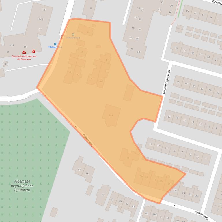 Kaart van postcodegebied 3741BZ.