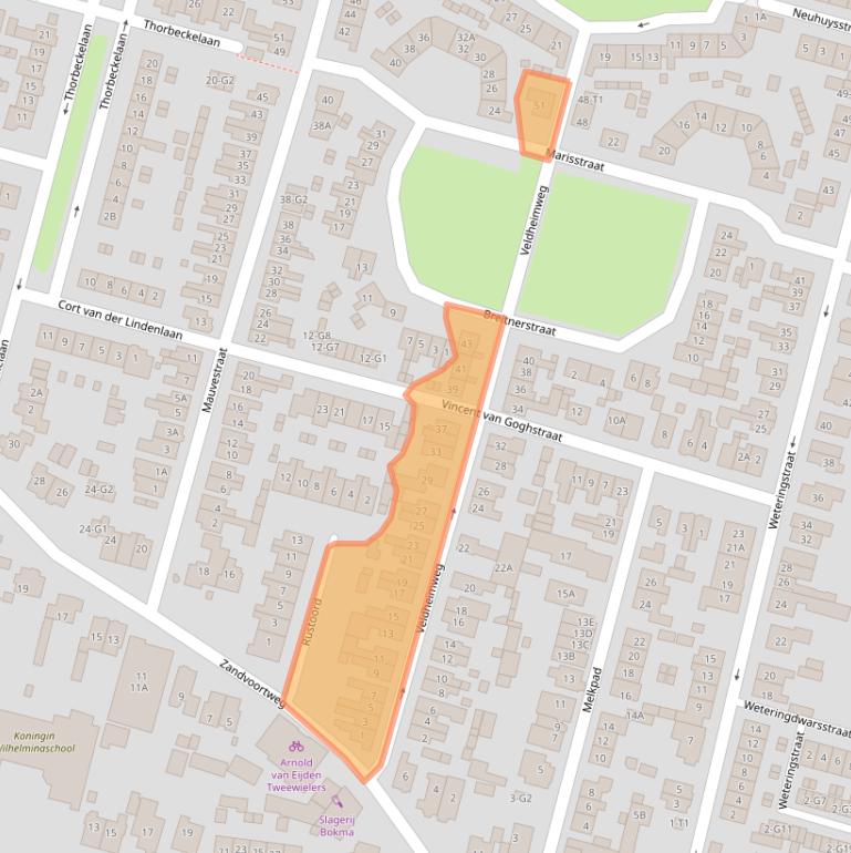 Kaart van postcodegebied 3741SE.