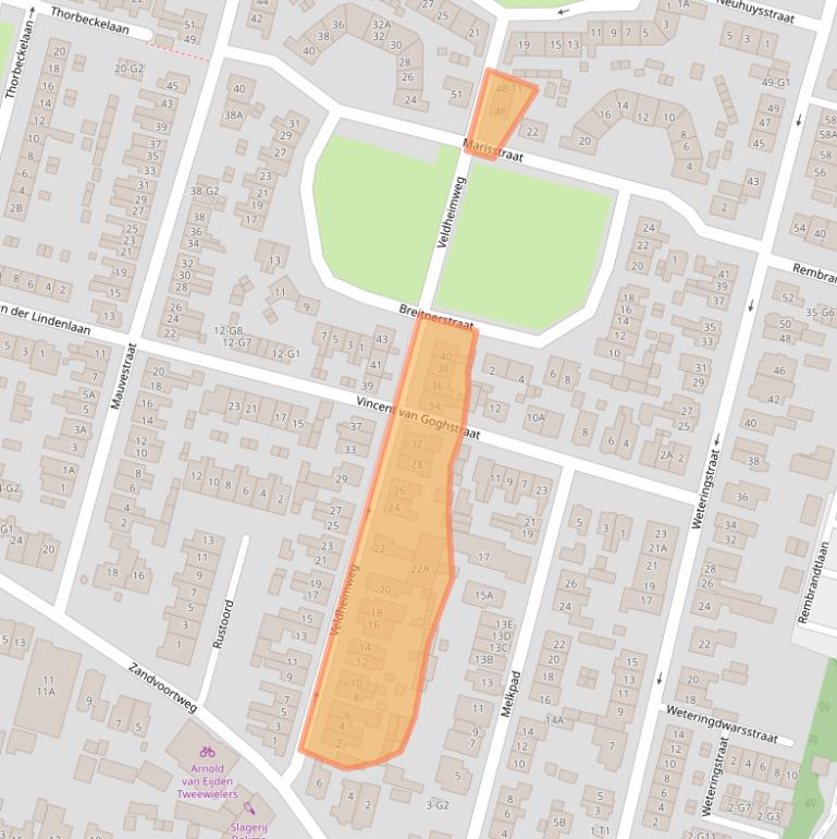 Kaart van postcodegebied 3741SG.