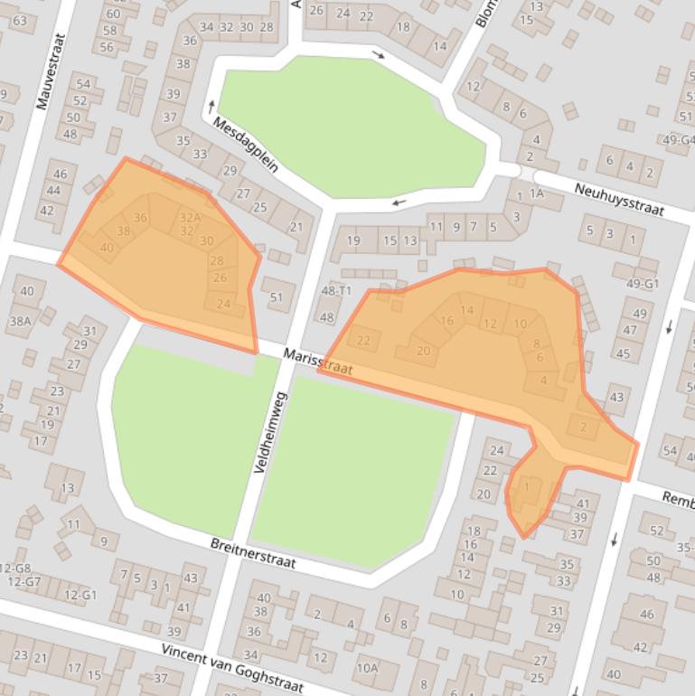 Kaart van postcodegebied 3741SK.