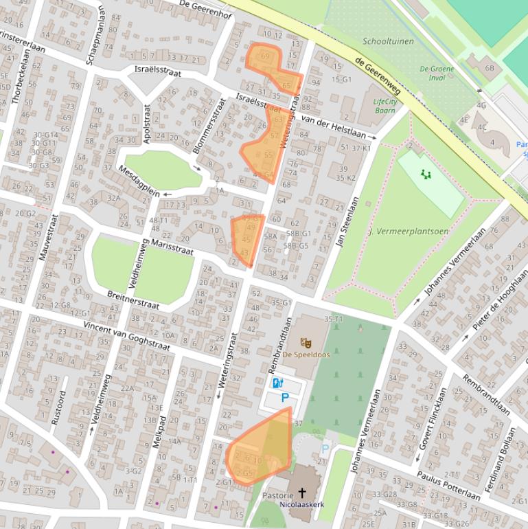 Kaart van postcodegebied 3741TE.