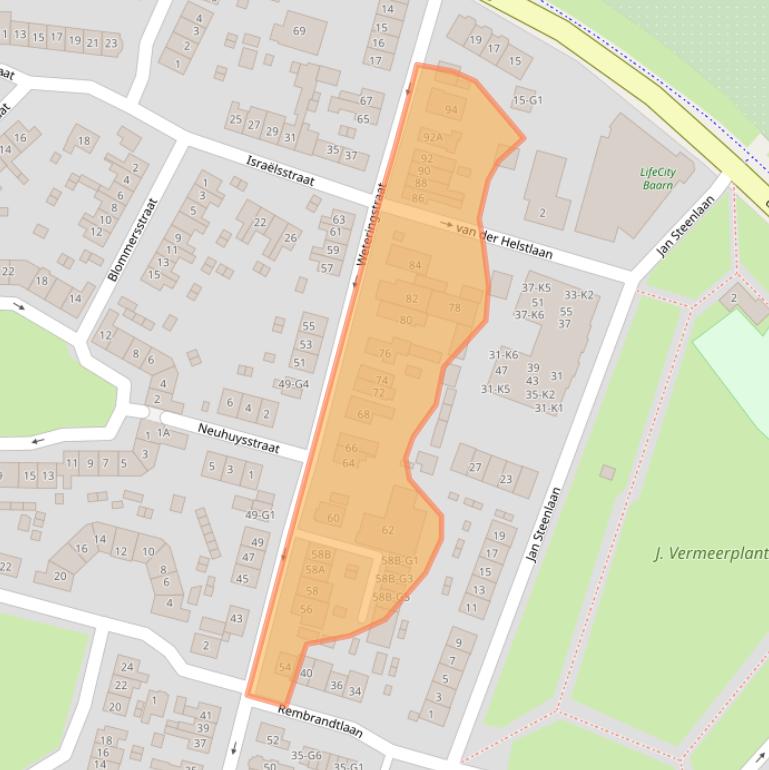 Kaart van postcodegebied 3741TH.