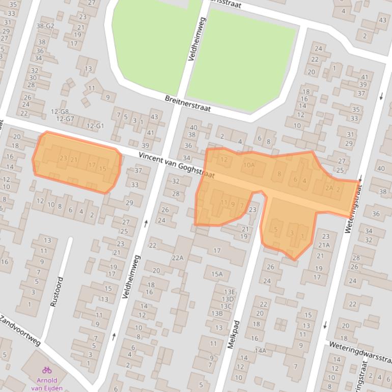 Kaart van postcodegebied 3741TJ.