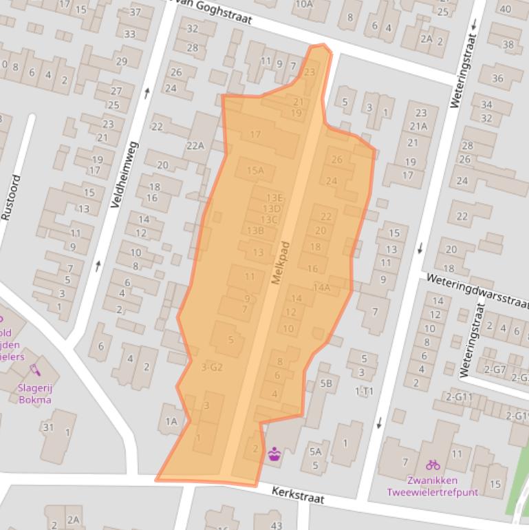 Kaart van postcodegebied 3741TK.