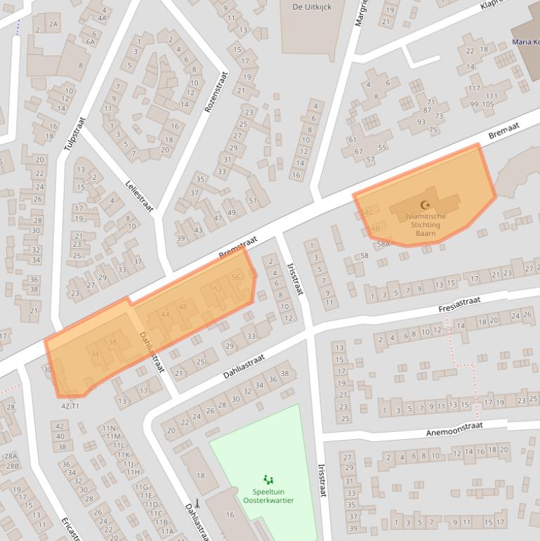 Kaart van postcodegebied 3742RJ.