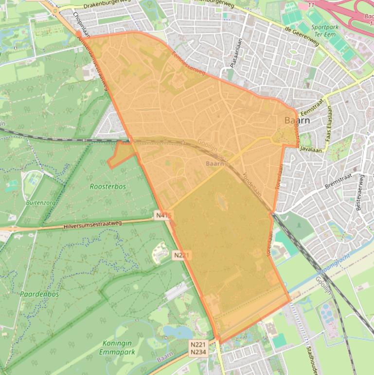 Kaart van postcodegebied 3743.