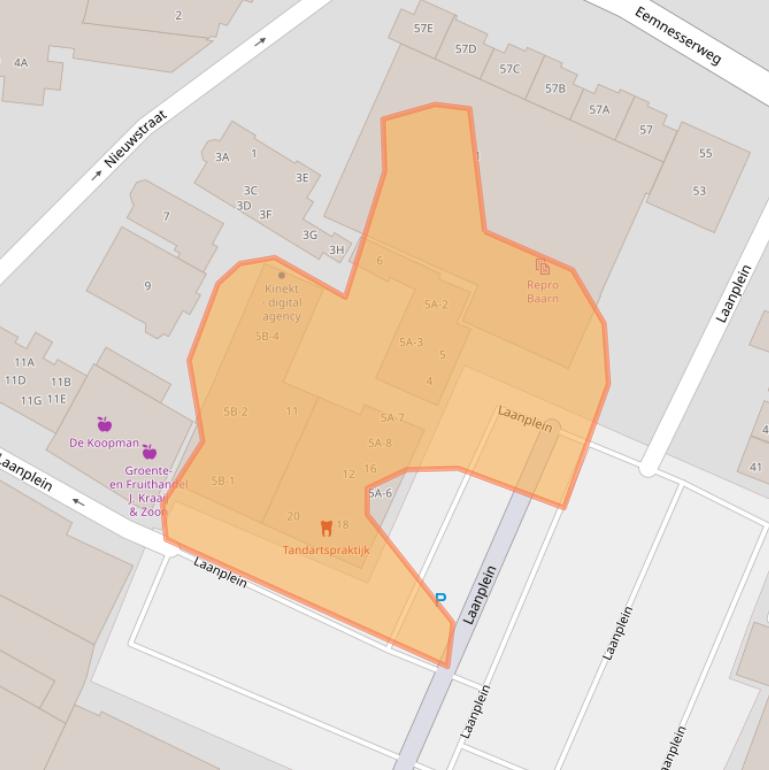 Kaart van postcodegebied 3743AA.