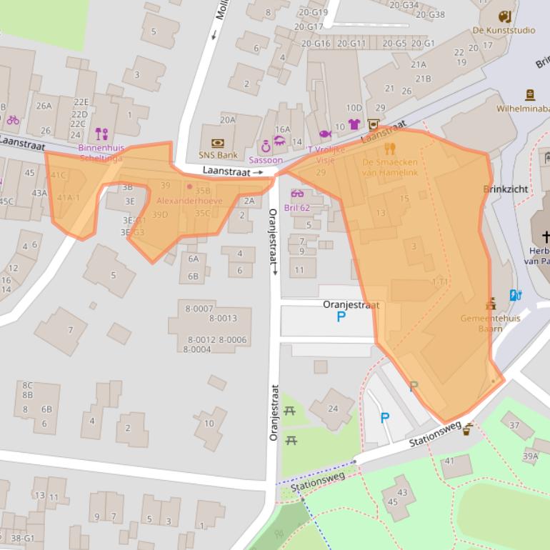 Kaart van postcodegebied 3743BA.