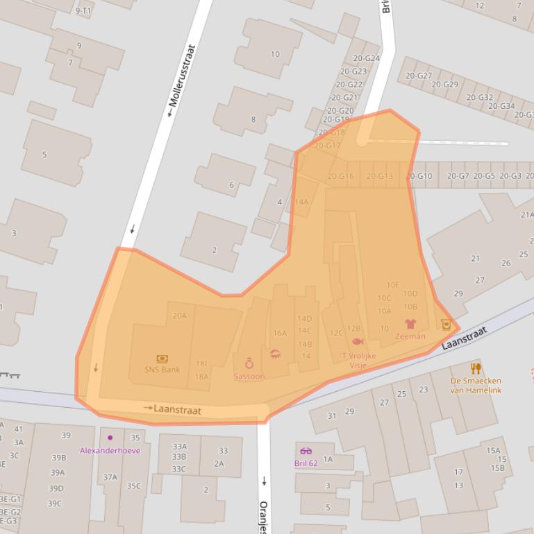 Kaart van postcodegebied 3743BE.