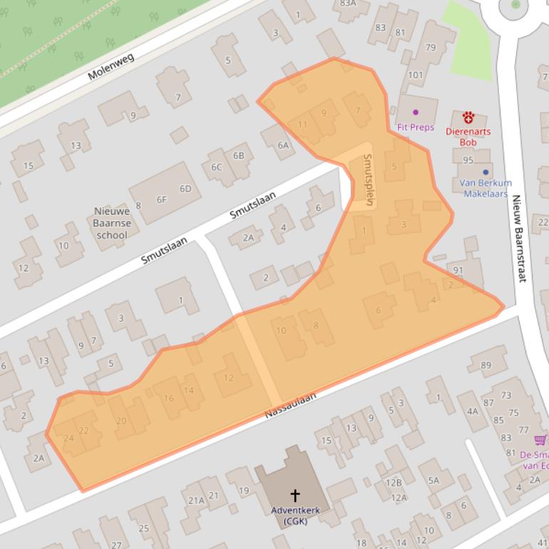 Kaart van postcodegebied 3743CC.