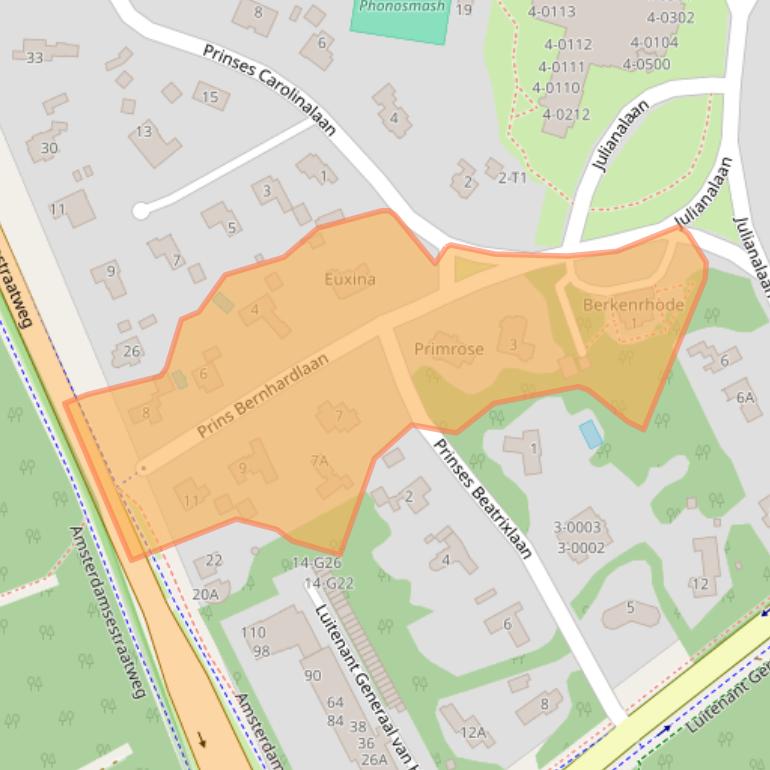 Kaart van postcodegebied 3743JJ.