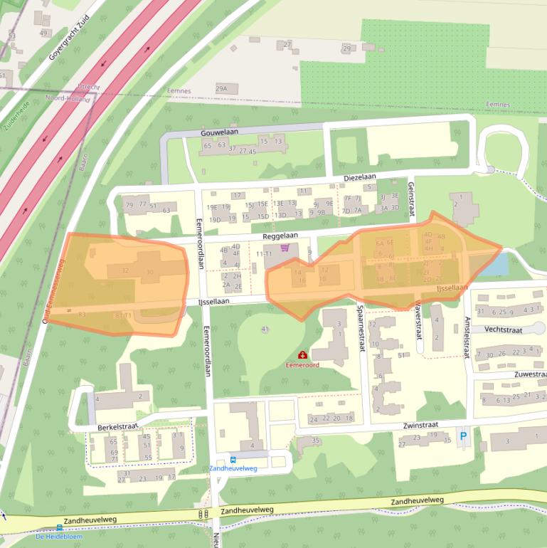 Kaart van postcodegebied 3744NE.