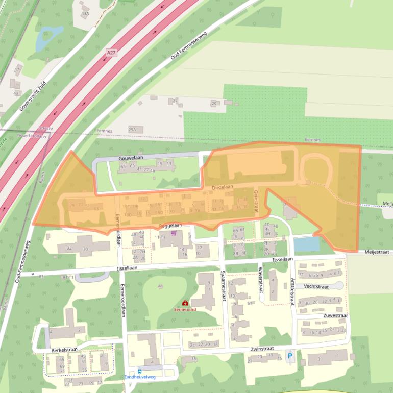 Kaart van postcodegebied 3744NJ.