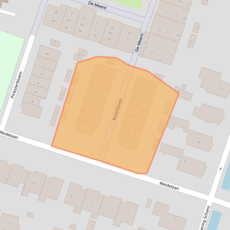 Kaart van postcodegebied 3751DZ.